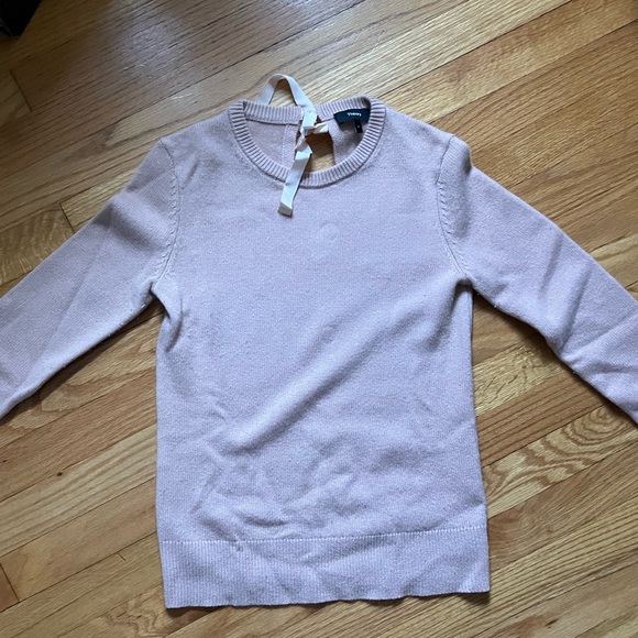 THEORY Pale Pink Rose Salomina Cashmere Sweater Bow Tie Back - Picture 8 of 13